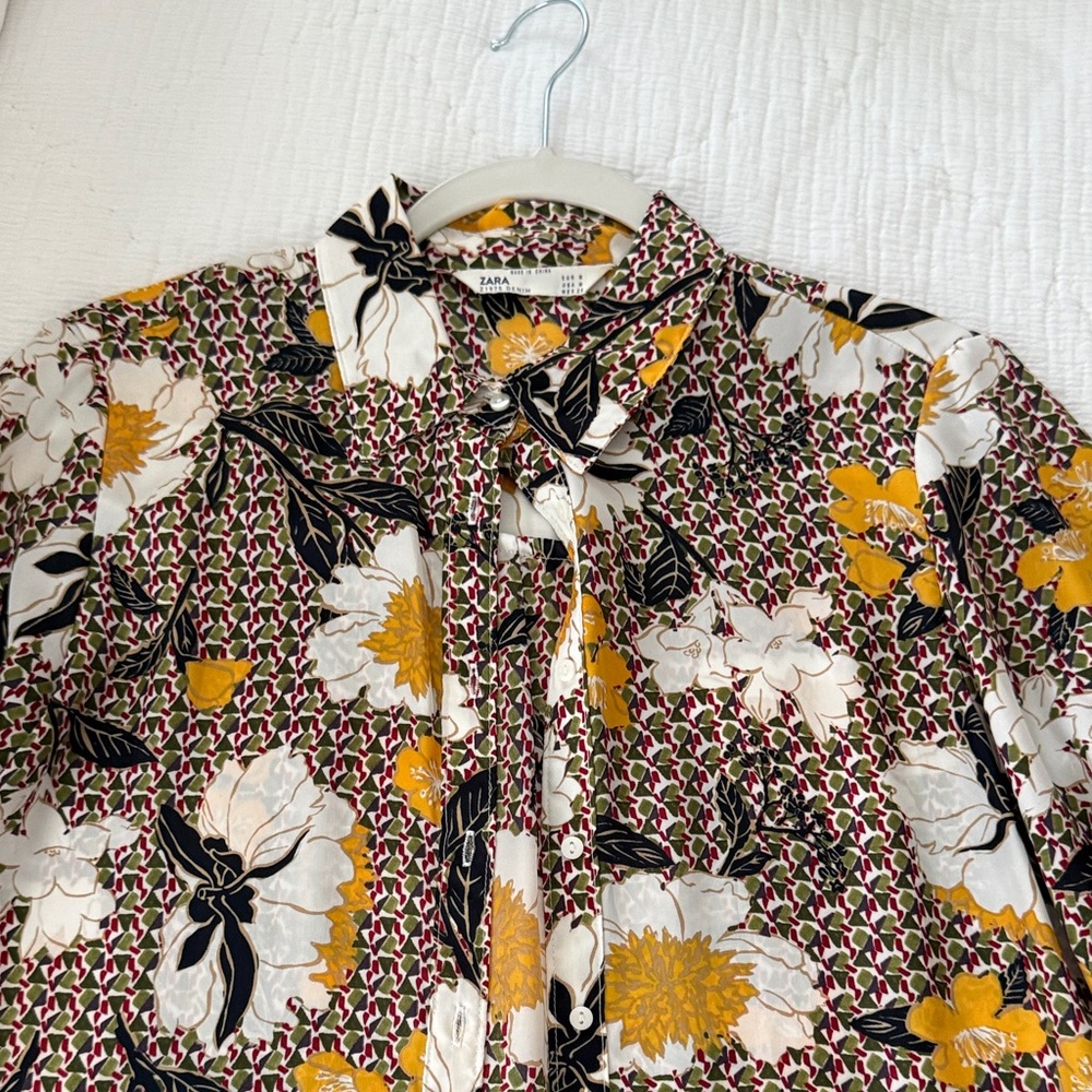 Zara Yellow and White Floral Blouse